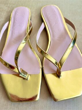 J. Crew Gold Metallic Flip-Flop Sandals
